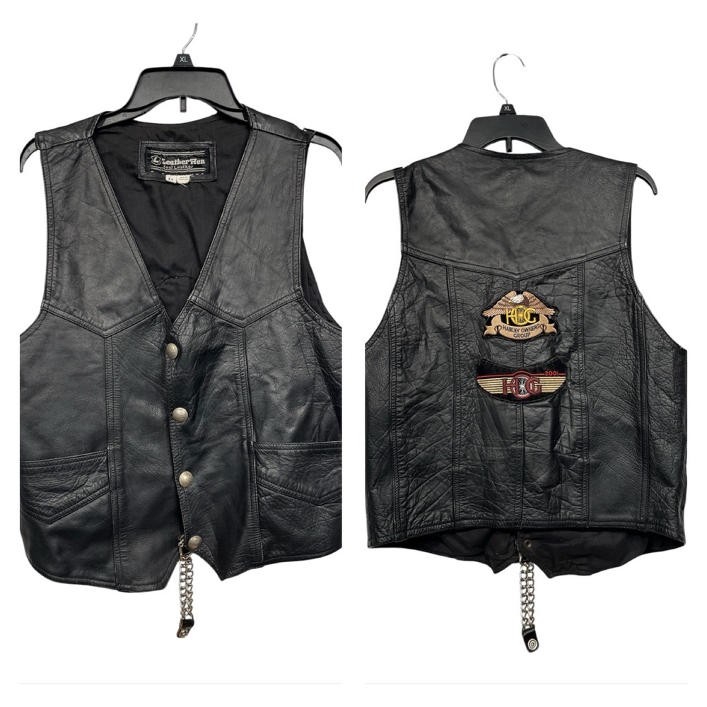 Leather Men vest with Buffalo nickel snaps